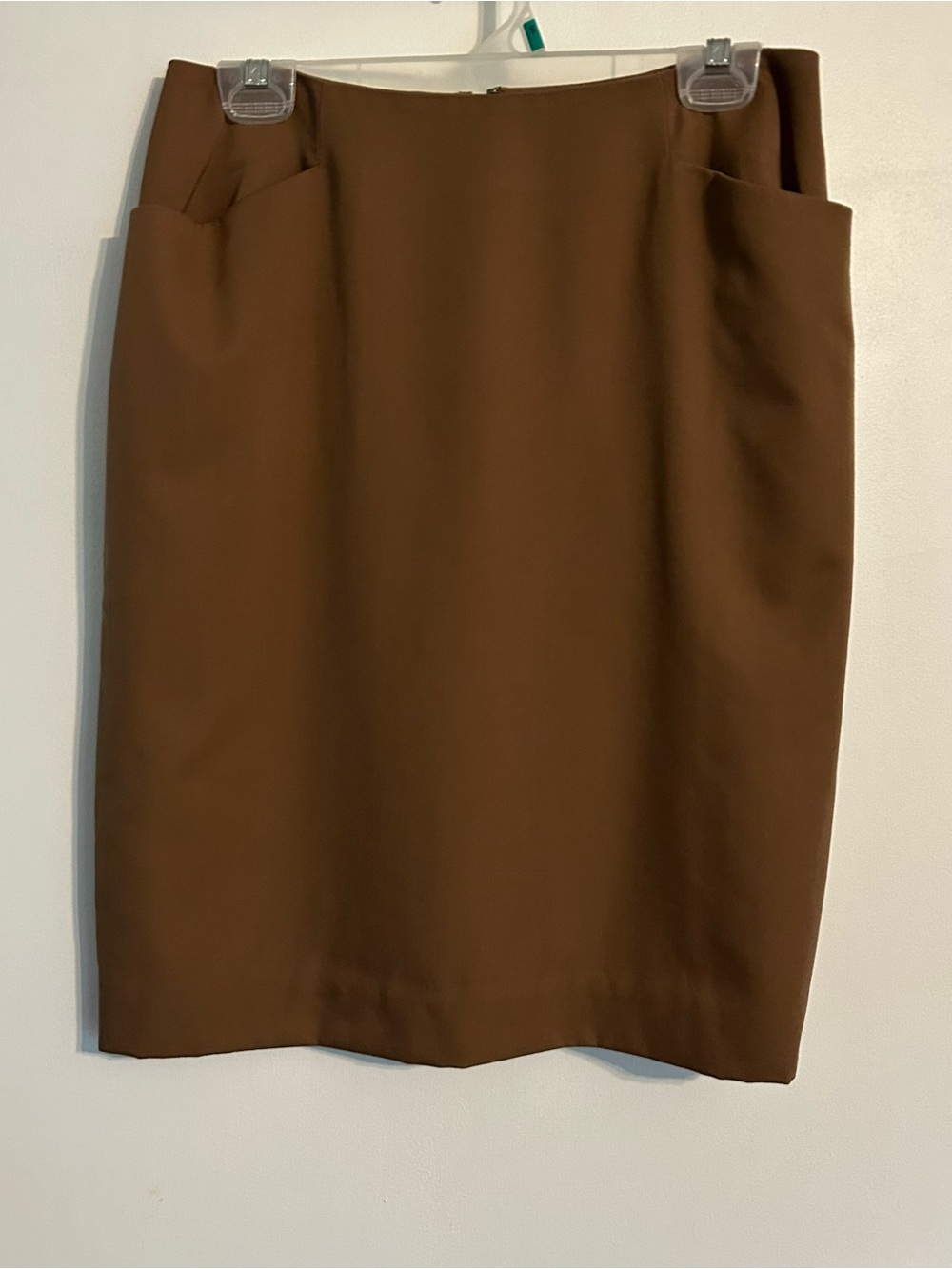 Vintage Linda Allard Ellen Tracy Brown Classic Pencil Skirt 100% Wool Size 10